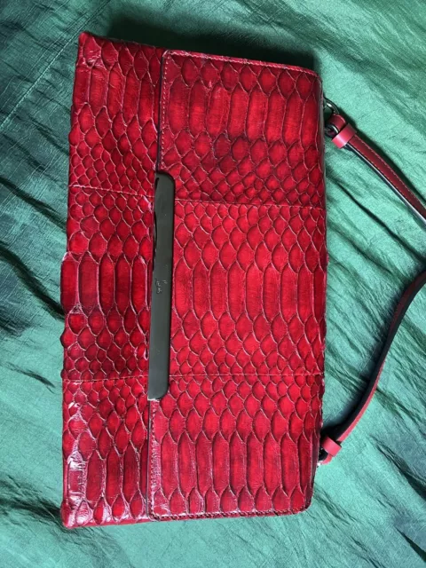 Christian Louboutin Red  patent leather Python Print Clutch bag made in Italy