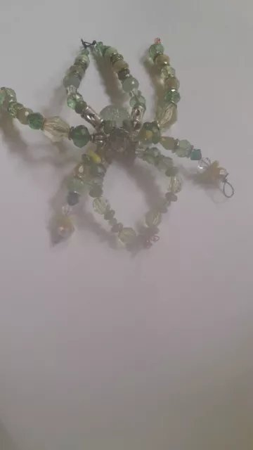 HANDMADE Mint Green & Gold Beaded Tarantula Decoration/ Ornament/ Sun Catcher
