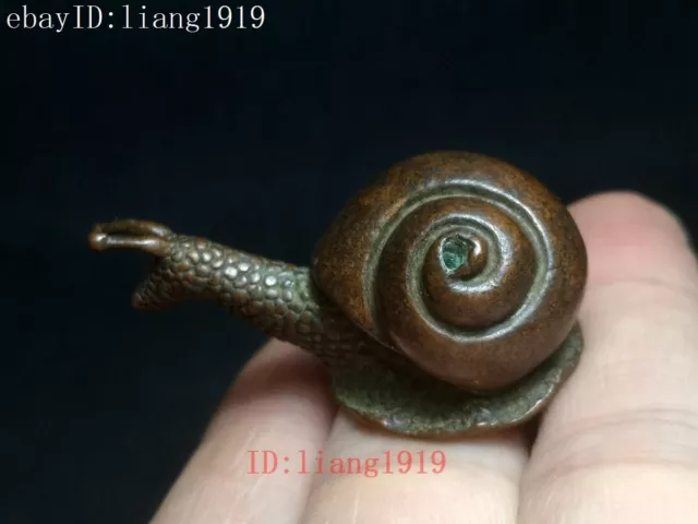 Old Chinese Bronze Carving vivid snail figurine Statue ornament Collection Gift