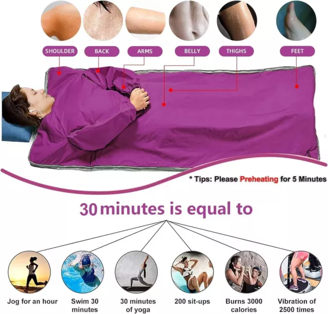 Sauna Blanket Far Infrared Heating Slimming Spa Body Shaping Fitness Purple AU