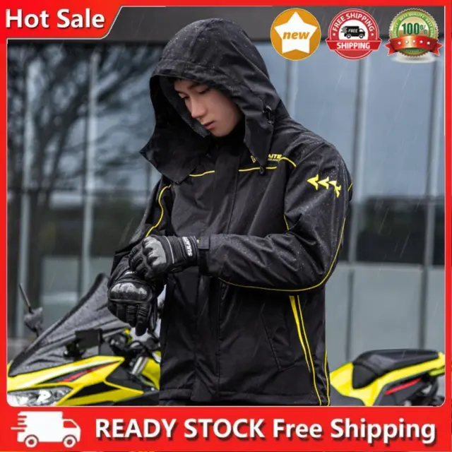 SULAITE Motorcycle Hooded Raincoat Pants Waterproof Reflective Rain Cover (L)
