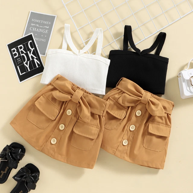2PCS Toddler Kids Baby Girls Clothes T-shirt Tops+Shorts Skirts Outfits Set