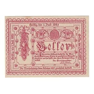 [#325460] Banknote, Austria, Edlbach O.Ö. Gemeinde, 10 Heller, Texte, 1921, 1921