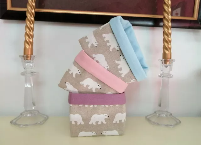 Panière Ours blancs pour lingettes lavables / chambre de bébé ou salle de bain