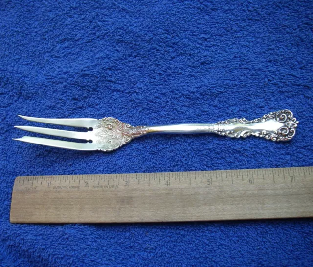 International Sterling REVERE (1898) Large PASTRY FORK-Gilt Tines-No Mono