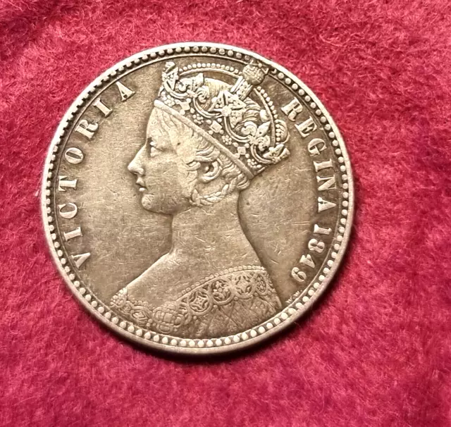 1849 Godless Florin - Gothic Queen Victoria British Silver Coin EF Uncleaned