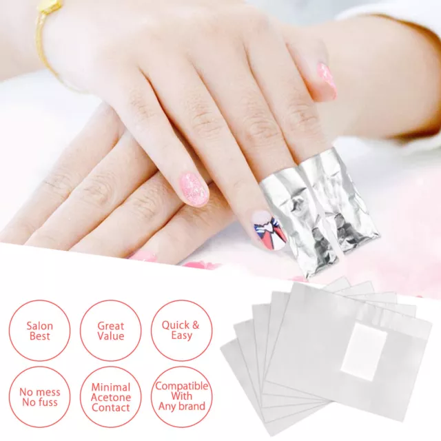 500Pcs Nail  Art Foil Wraps Polish Nail Soak Wraps Tin Gel Off Acrylic-*-