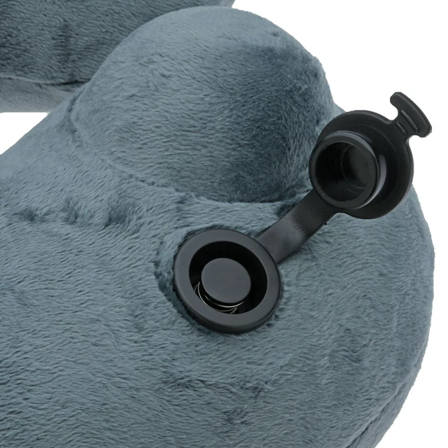 U-Shaped Travel Pillow Inflatable Neck Pillow Head Cushion with Carry Bag, Gray 11