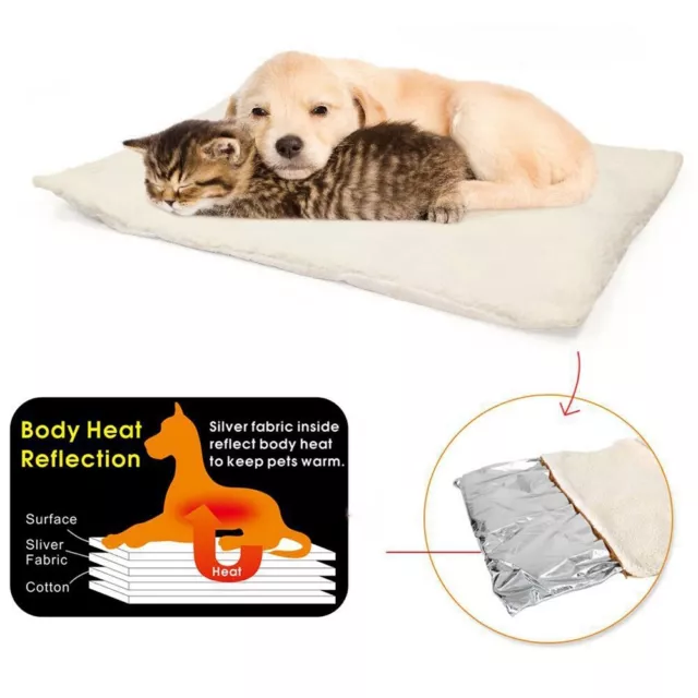 Self Heating Pet Pad Cat Dog Blanket Pet Bed Soft Fleece Thermal Mat Washable 3