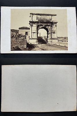 arc de Titus Vintage albumen print Italie Rome Tirage album carte cabinet 
