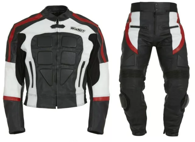 Combinaison en cuir divisible 2 pièces pour moto avec protections veste pantalon