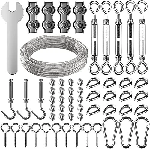 Ruesious 30m Corde en Acier Inoxydable à Suspendre Kit,2mm Câble en acier inoxyd