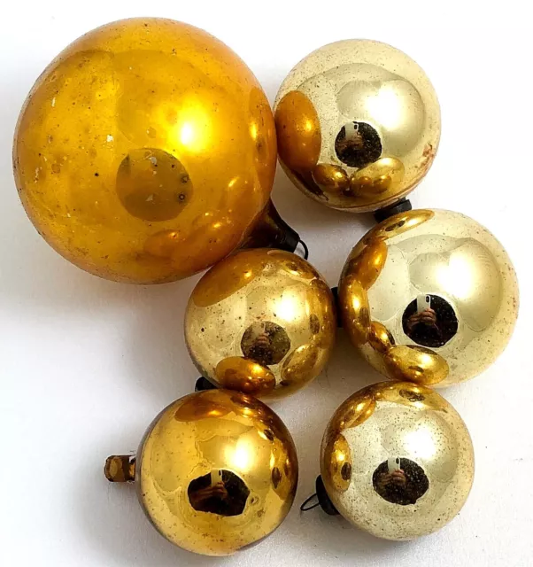 Vintage Hand Blown Glass Gold Christmas Tree Traditional Baubles Holiday Decor