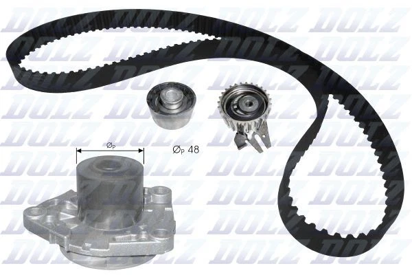 Pompa acqua Dolz Kd102 + Set cinghie dentate per Alfa Fiat Jeep Lancia Opel 03->
