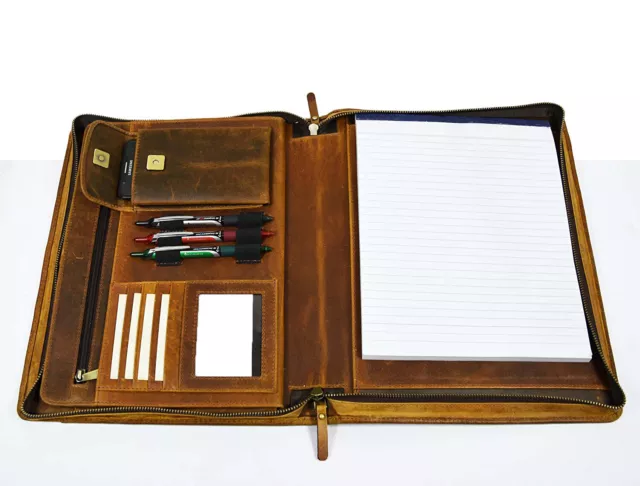 Buffalo Leather Portfolio Business Organizer Padfolio A4 Folder Executive Case