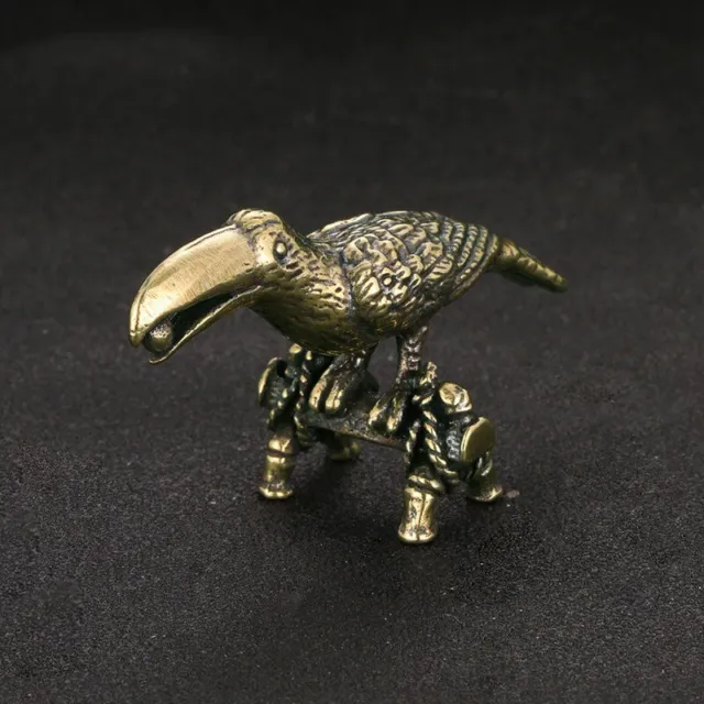 Brass Parrot Statue Bird Animal Figurine Tea Pet Ornament Miniature Decoration