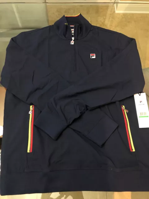 NEUF VESTE de tennis homme Fila Heritage marine et rouge