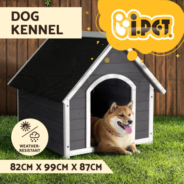 i.Pet Dog Kennel Large Wooden House Outdoor Indoor Puppy Pet Cabin Weatherproof