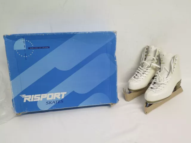 Risport mk club 2000 pair of white leather ice skates 240 c uk size 3 with box
