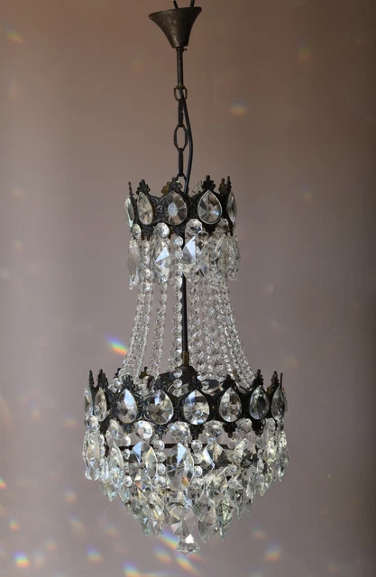 Antique French Empire Vintage Crystal Chandelier Home Hallway Bronze Light Lamp