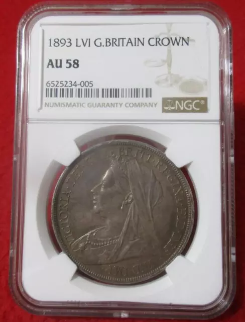 Great Britain 1893 LVI SILVER CROWN QUEEN VICTORIA NGC AU 58            #MF-3916