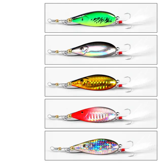 5pc/set Fishing Lure Metal Spinner Bait Bass Tackle Crankbait Spoon Trout Tackle