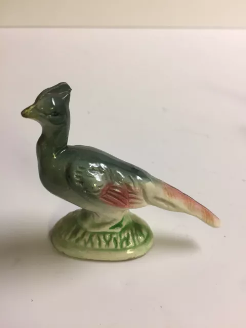 Vintage Blue Bird Figurine Japan-ceramic pottery-Pheasant 2.5"tall