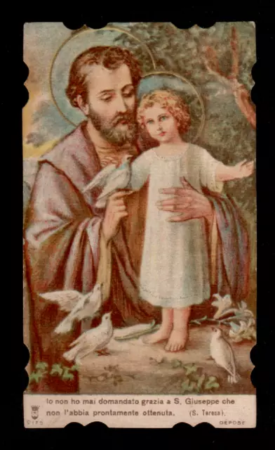 B1 ANTICO Santino Holy Card  SANTA LEGA EUCARISTICA  n°9175 SAN GIUSEPPE CROMO