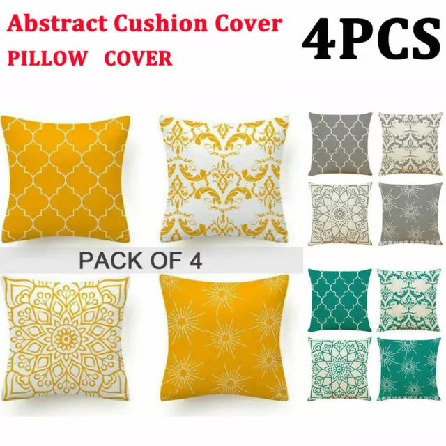 4PC Decorative Cushion Cover Soft Floral Abstract Lounge Cushion Covers 45x45cm