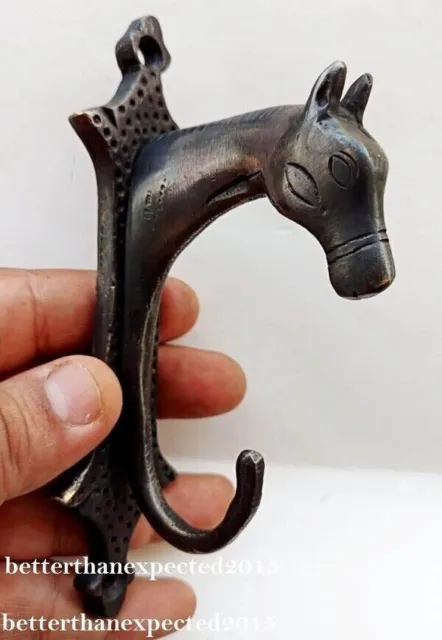 Antique Brass Pony Wall Hook Hooks Horse Animal Head Corner Decor H11