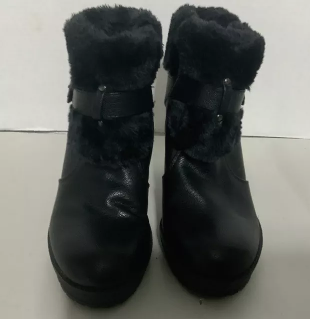 Guess Boots High Heel Fur Ankle Womens Size 7  M Black