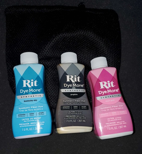 Lote de 3 tintes de fibra líquida Rit DyeMore - grafito, súper rosa, cielo de Kentucky NUEVO