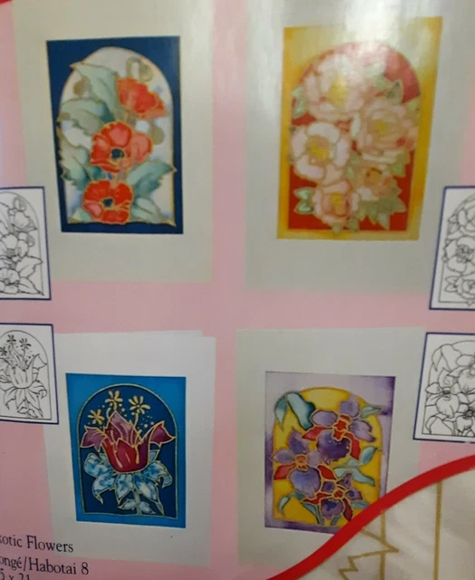FLORES EXÓTICAS Colección Artys Gutta - 4 tarjetas de felicitación PINTURA DE SEDA