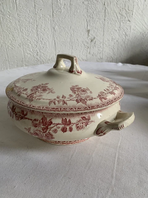 Légumière / Soupière ancienne terre de fer HB & Cie, Choisy le Roi, décor PORNIC Beige - Vendu