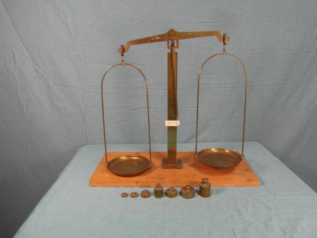 Apothekerwaage Präzisionswaage Waage 1 kg Antik Feinwaage Messing Gewichte  20b2