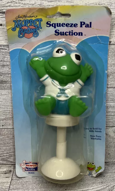 Vintage 1989 Jim Henson's Muppet Babies Kermit Squeeze Pal Suction Remco Baby