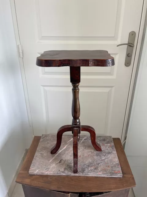 Ancienne sellette guéridon table appoint à pied vernis - vintage 3