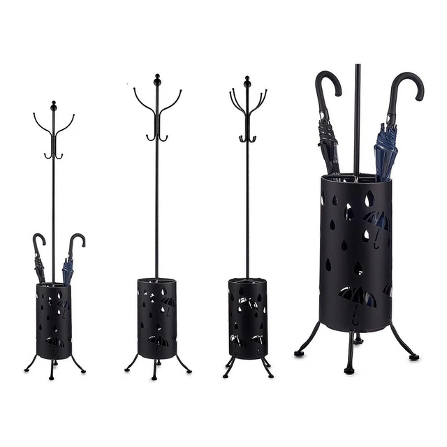 Guardaroba appendiabiti portaombrelli nero metallo 44 x 185 x 44 cm