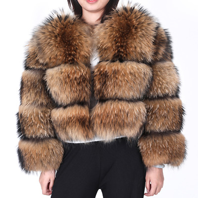 Winter Women Real Raccoo Fur Coat Natural Fox Fur Jackets Warm Female Luxury