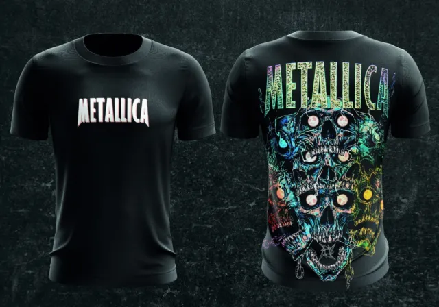 Metallica Mad 3 head Skull rock band quick dry full print sublimation plus size