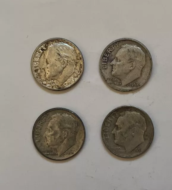 USA 4 X 1 Dimes Silver Job Lot