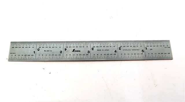 Shinwa No 3001 AE Stainless Steel Rule 6" Long machinist tool 3001AE Made in USA