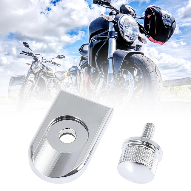 Silver Tone Seat Bolt Tab Screw Quick Mount Knob Cover Kit for Harley Davidson