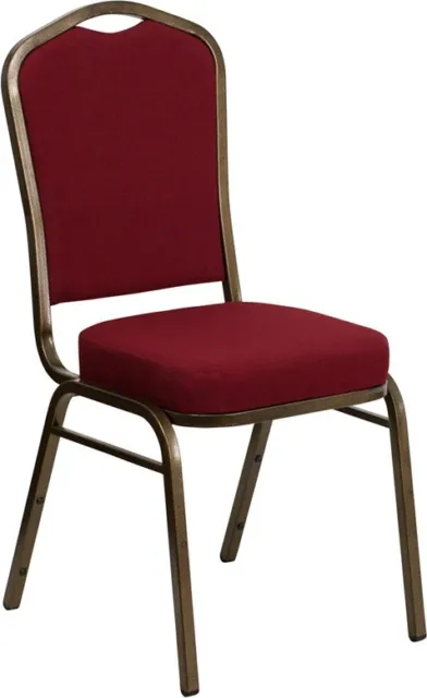 10 PACK Banquet Chair Burgundy Fabric Restaurant Chair Crown Back Stacking Chair