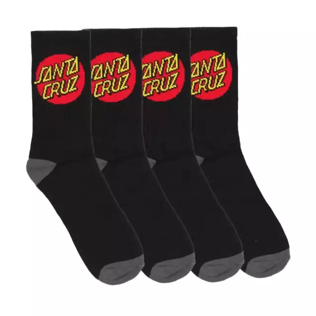 Santa Cruz - Classic Dot Crew Socks 4 Pack Black