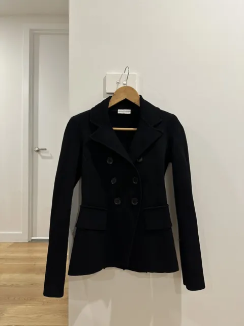 Scanlan Theodore - Black Crepe Knit Drape Front Jacket