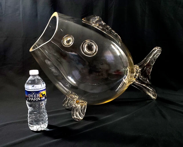 Vintage Shannon Crystal Large Fish Centerpiece Terrarium Planter Vase Bowl