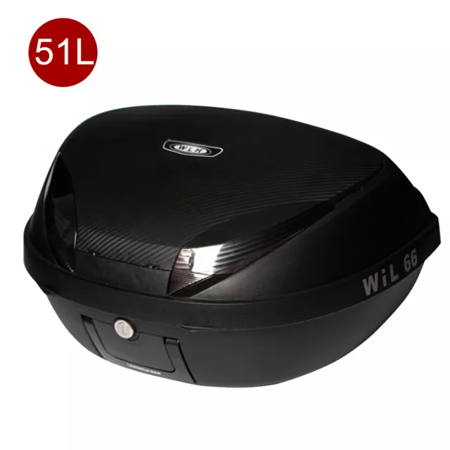 Premium 51L Waterproof Durable PP Shell Motorcycle Top Box Secure Latch Tail Box