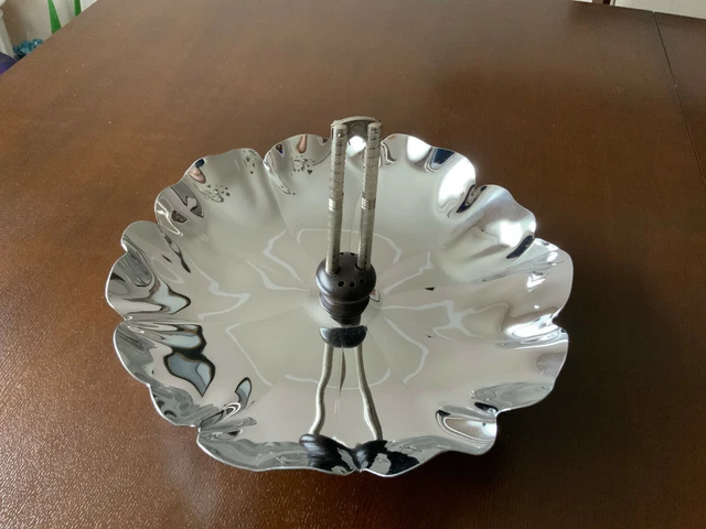 Vintage Shelton Ware Nut Bowl dish stainless steel With nut Cracker 11" diameter