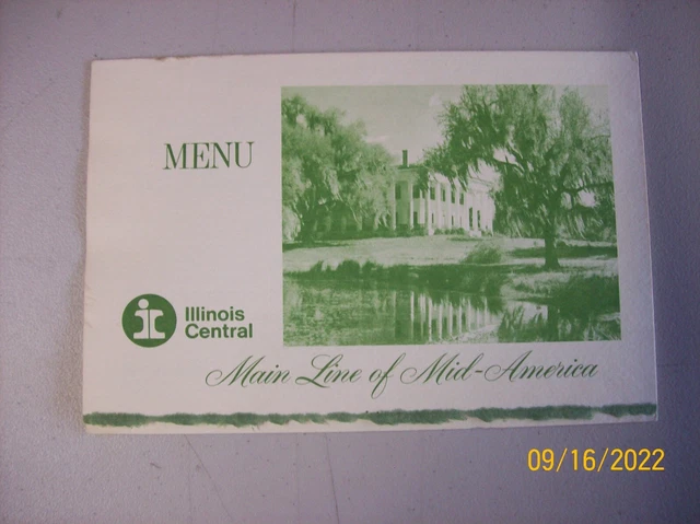 Illinois Central Railroad Dining Car Menu  Dinner
